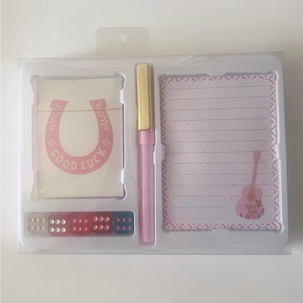 Dolly-esque Pink Cowgirl Playing Cards and Dice Set - Good Luck Gift Set